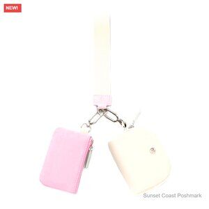 Dual Pouch Wristlet Keychain Wallet Detachable Zippered Coin Purse Women